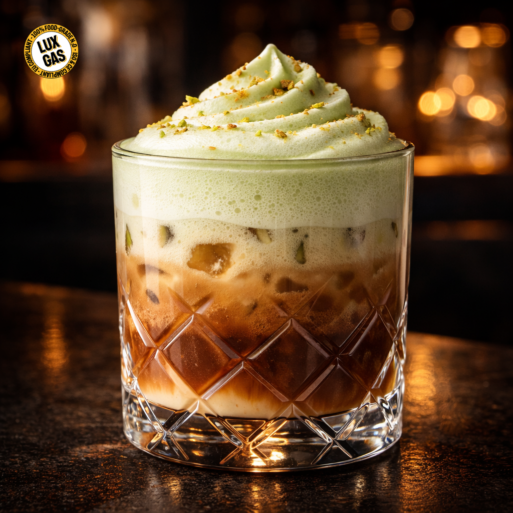 Pistachio Cold Foam Iced Latte Recipe with n2o – LUXGAS