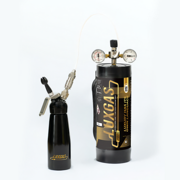 LuxGas N2O pressure regulator with cream-charger cylinders