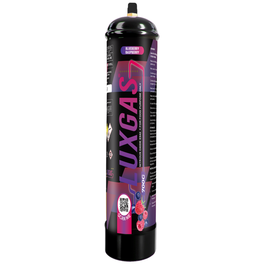 Luxgas mirtillo lampone 700g crema caricatore bombola N2O fornitura sfusa