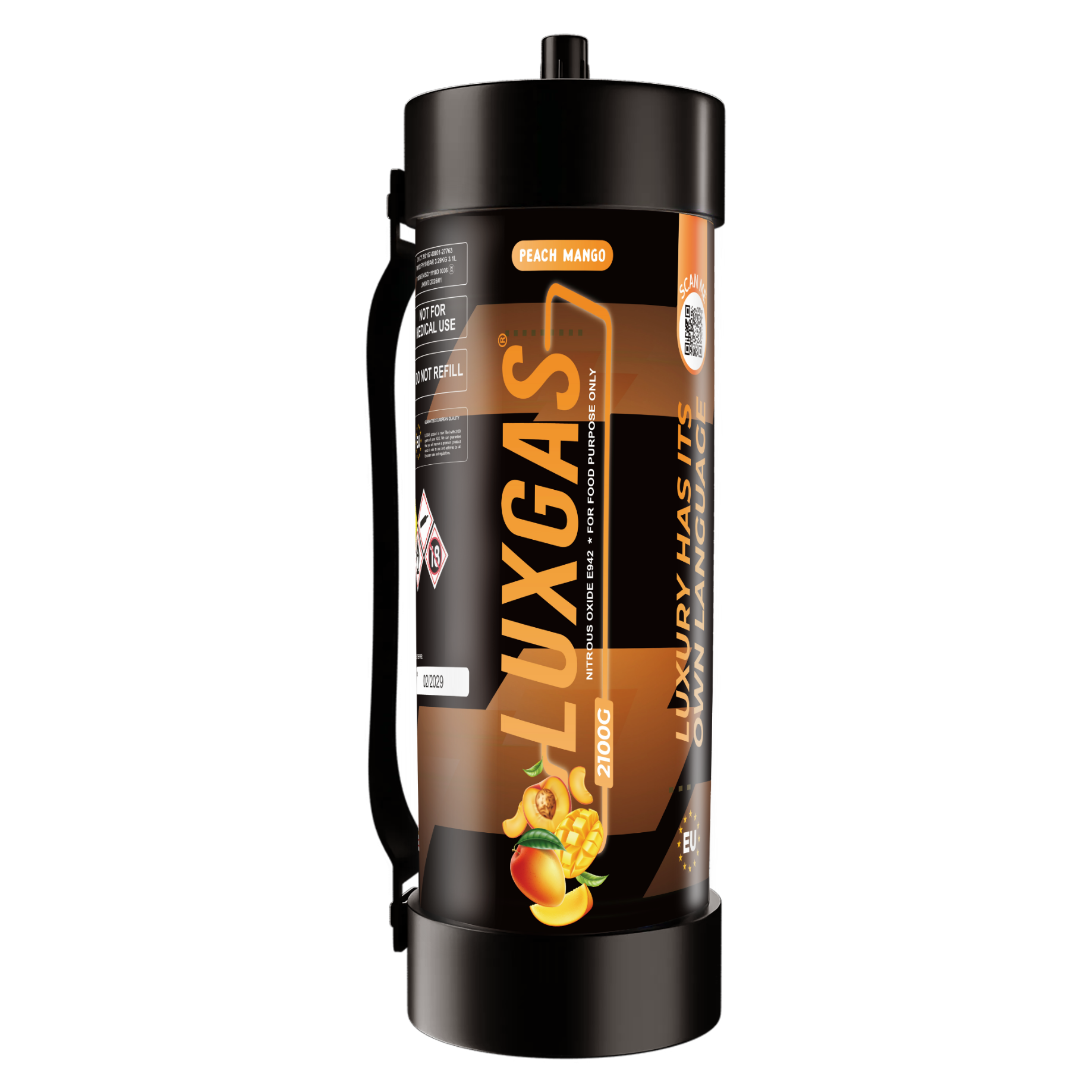 luxgas peach mango 2100g cream charger cylinder N2O bulk supply