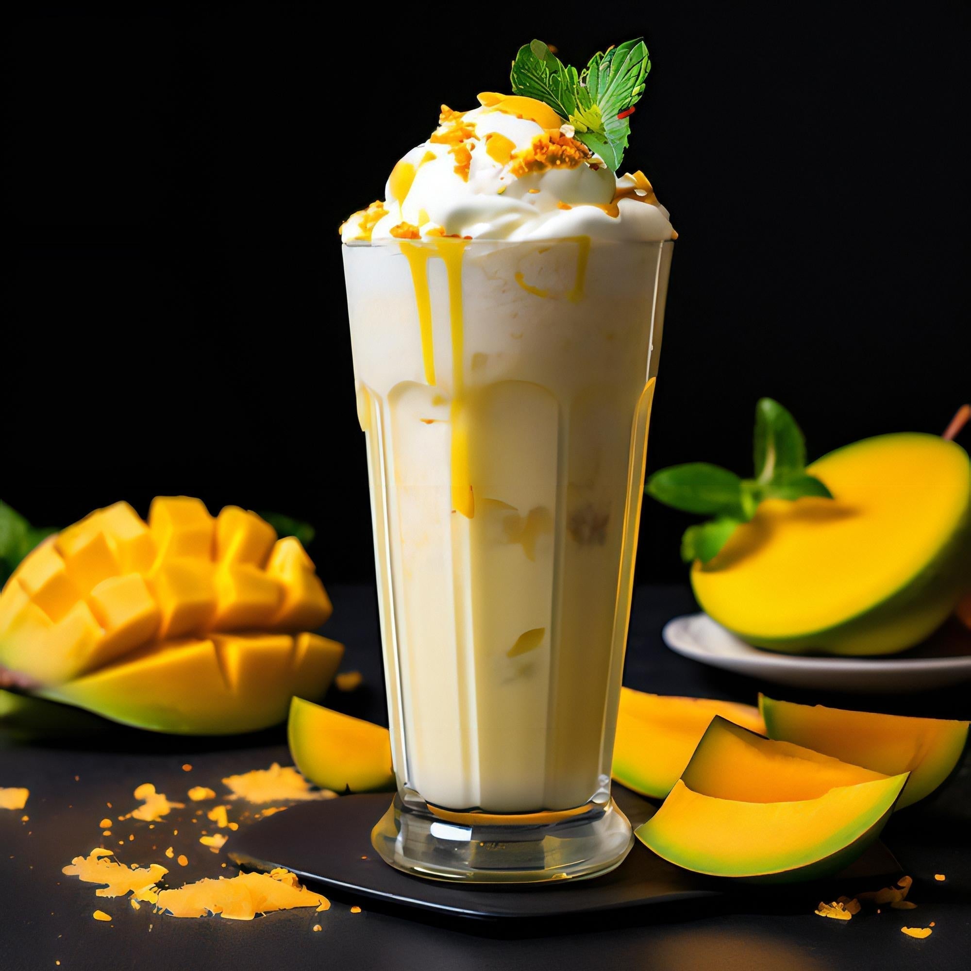 Disfruta del placer tropical: una experiencia cremosa y refrescante con mango lassi.